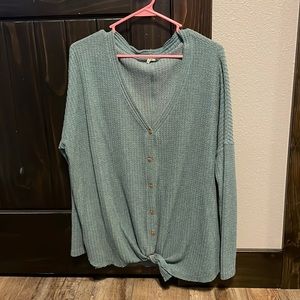 Blue Button-Down Sweater